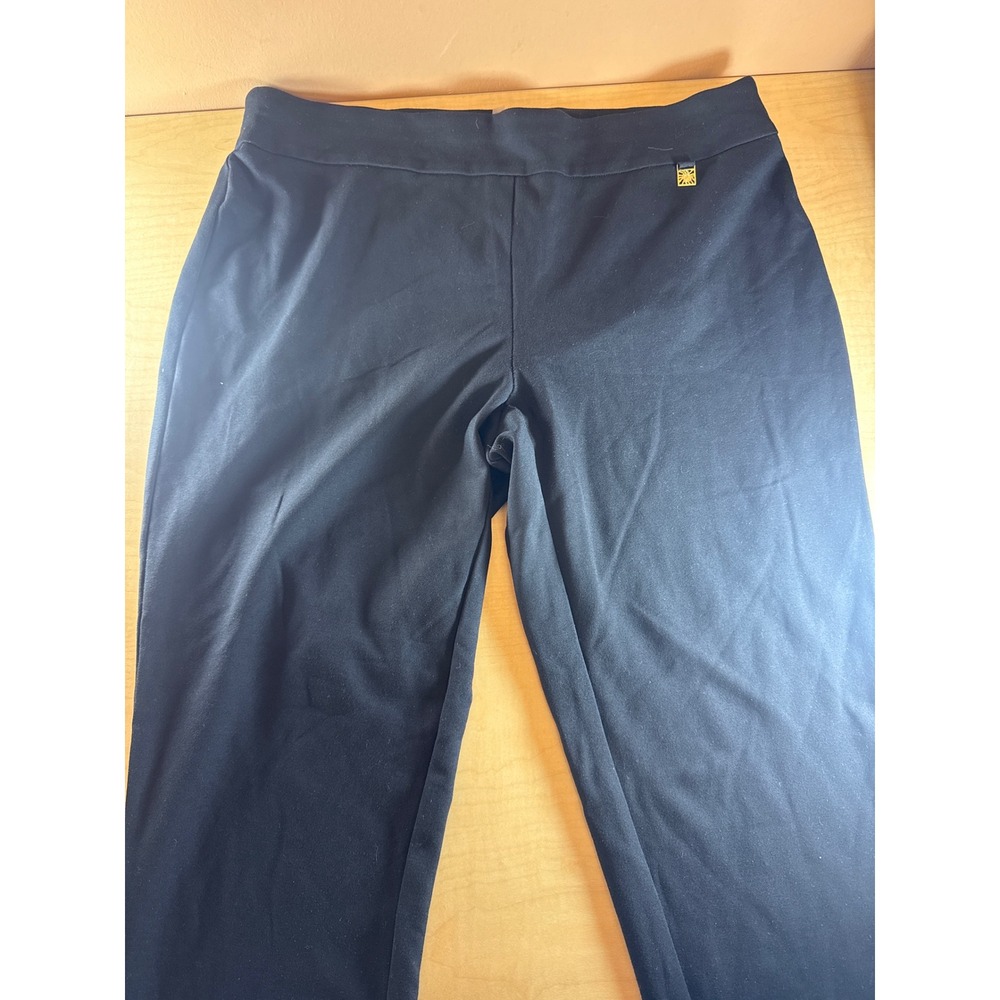 Anne Klein Womens Black Pull On Straight Leg Trousers Pants Size 14W Stretch